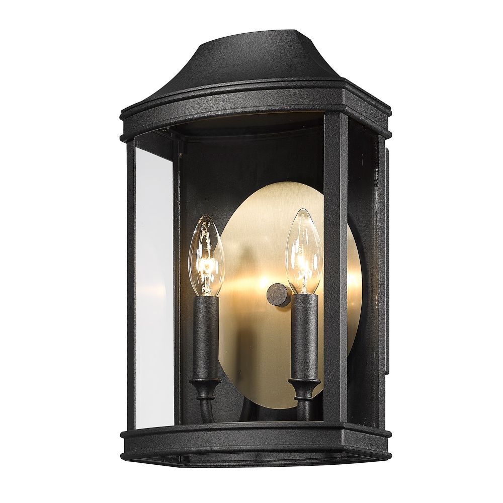 Golden Lighting 4308-OWM NB-BCB Cohen Outdoor Wall Mount in Natural Black with Brushed Champagne Bronze Shade